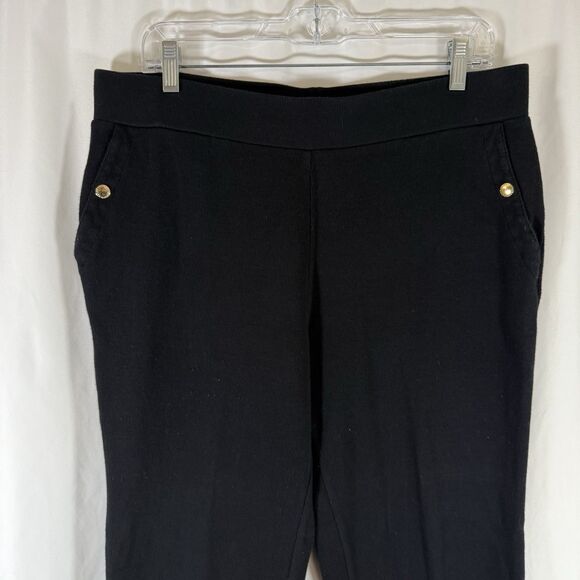 Lauren Ralph Lauren Sweatpants Women's Large Petite Black Pull On Snap Pockets - Picture 2 of 9